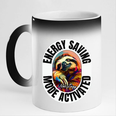 Sloth Lover Energy Saving Mode Activated Sloth 11oz Black Color Changing Mug