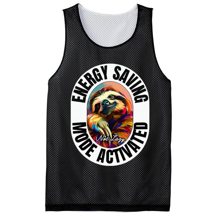 Sloth Lover Energy Saving Mode Activated Sloth Mesh Reversible Basketball Jersey Tank