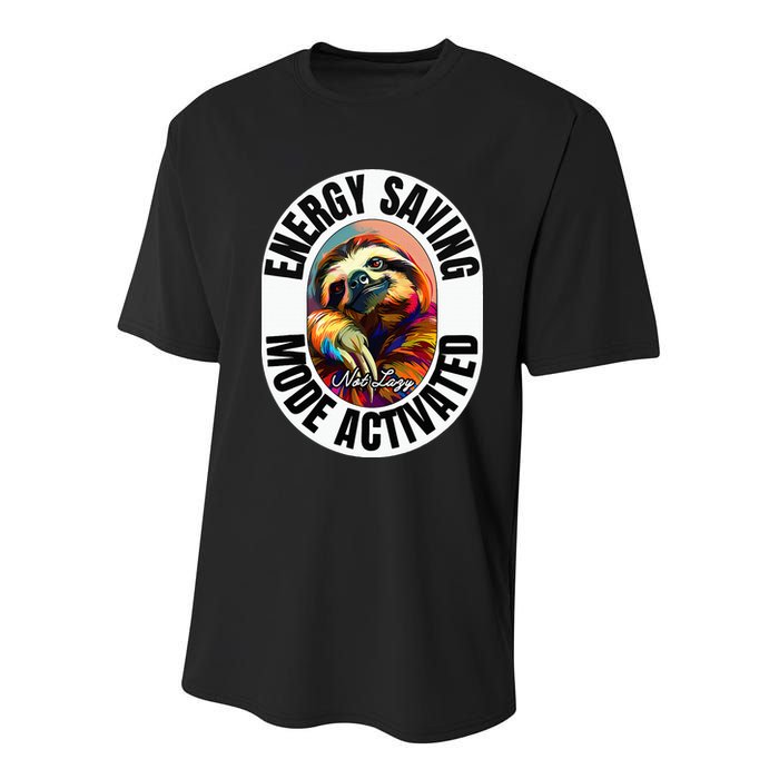 Sloth Lover Energy Saving Mode Activated Sloth Youth Performance Sprint T-Shirt