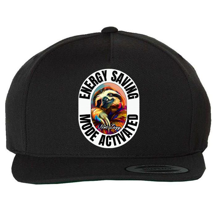Sloth Lover Energy Saving Mode Activated Sloth Wool Snapback Cap
