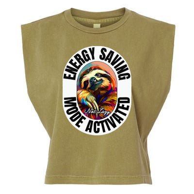 Sloth Lover Energy Saving Mode Activated Sloth Garment-Dyed Women's Muscle Tee