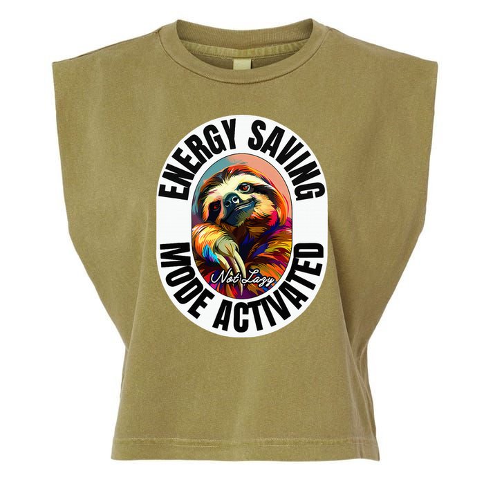Sloth Lover Energy Saving Mode Activated Sloth Garment-Dyed Women's Muscle Tee