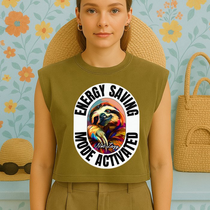 Sloth Lover Energy Saving Mode Activated Sloth Garment-Dyed Women's Muscle Tee