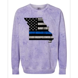 Support Law Enforcement Police Missouri Officer Blue Colorblast Crewneck Sweatshirt