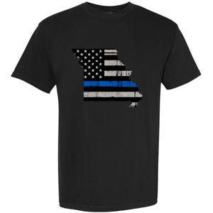 Support Law Enforcement Police Missouri Officer Blue Garment-Dyed Heavyweight T-Shirt