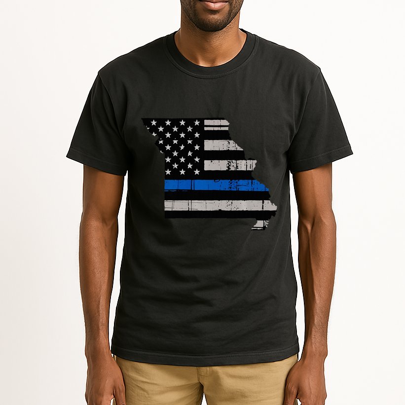 Support Law Enforcement Police Missouri Officer Blue Tall T-Shirt
