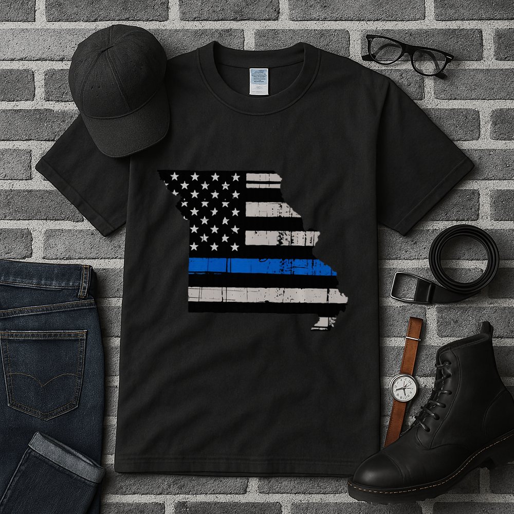 Support Law Enforcement Police Missouri Officer Blue Tall T-Shirt