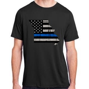 Support Law Enforcement Police Missouri Officer Blue Adult ChromaSoft Performance T-Shirt