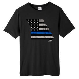 Support Law Enforcement Police Missouri Officer Blue Tall Fusion ChromaSoft Performance T-Shirt