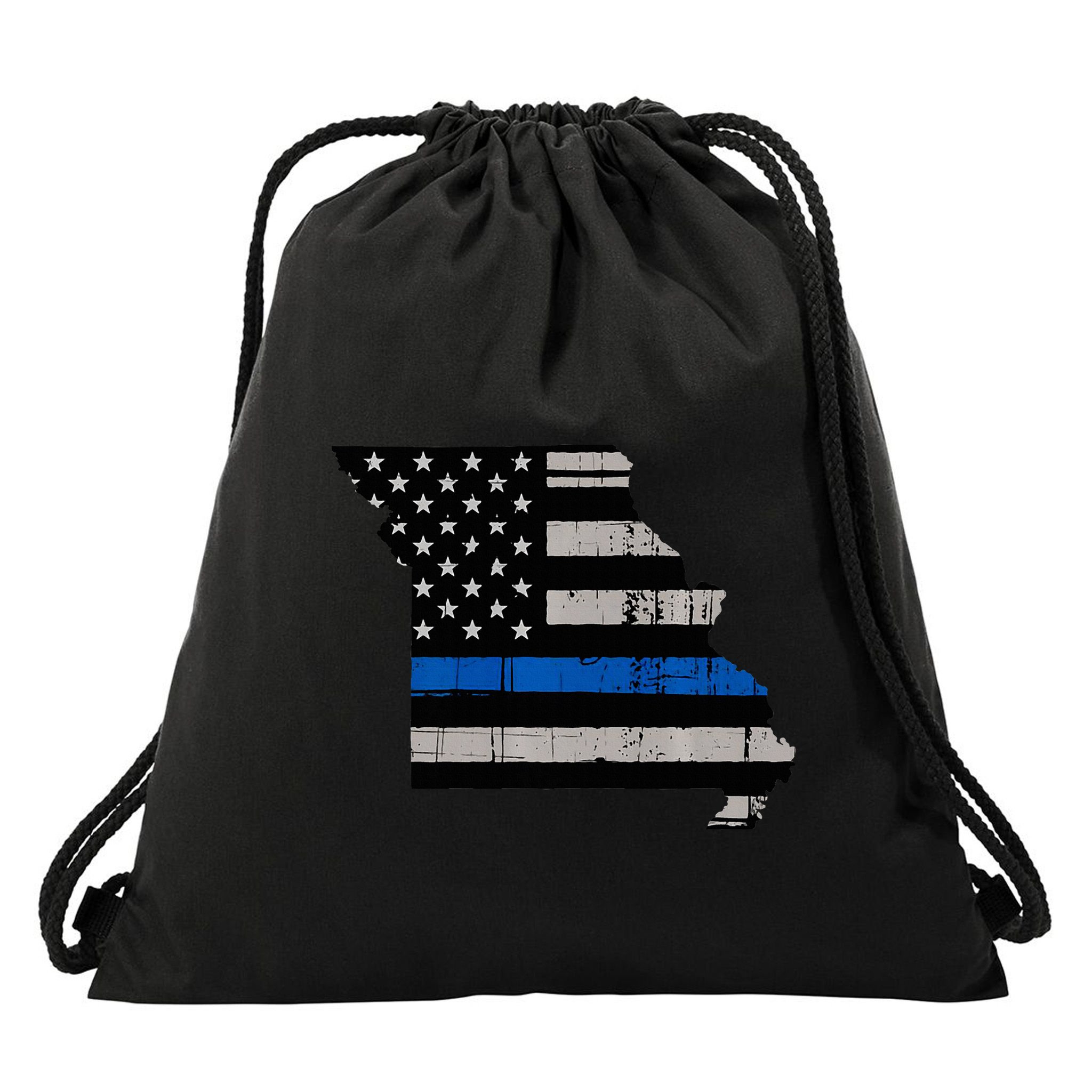 Support Law Enforcement Police Missouri Officer Blue Drawstring Bag