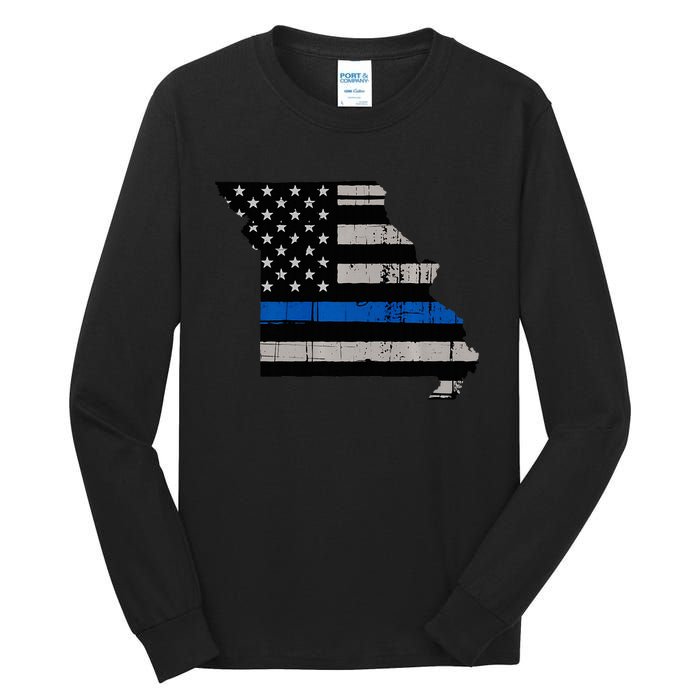 Support Law Enforcement Police Missouri Officer Blue Tall Long Sleeve T-Shirt