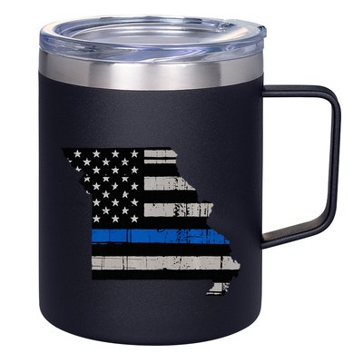Support Law Enforcement Police Missouri Officer Blue 12oz Stainless Steel Coffee Mug