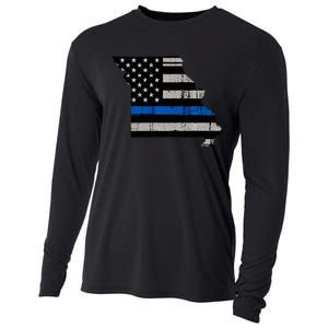 Support Law Enforcement Police Missouri Officer Blue Cooling Performance Long Sleeve Crew