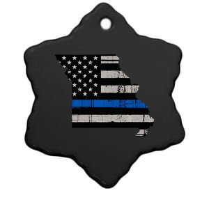 Support Law Enforcement Police Missouri Officer Blue Ceramic Star Ornament