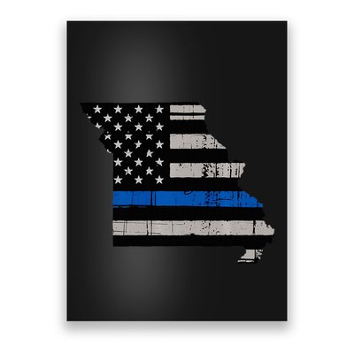Support Law Enforcement Police Missouri Officer Blue Poster