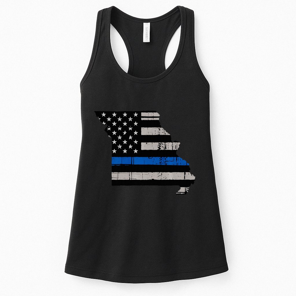 Support Law Enforcement Police Missouri Officer Blue Womens Tank Top