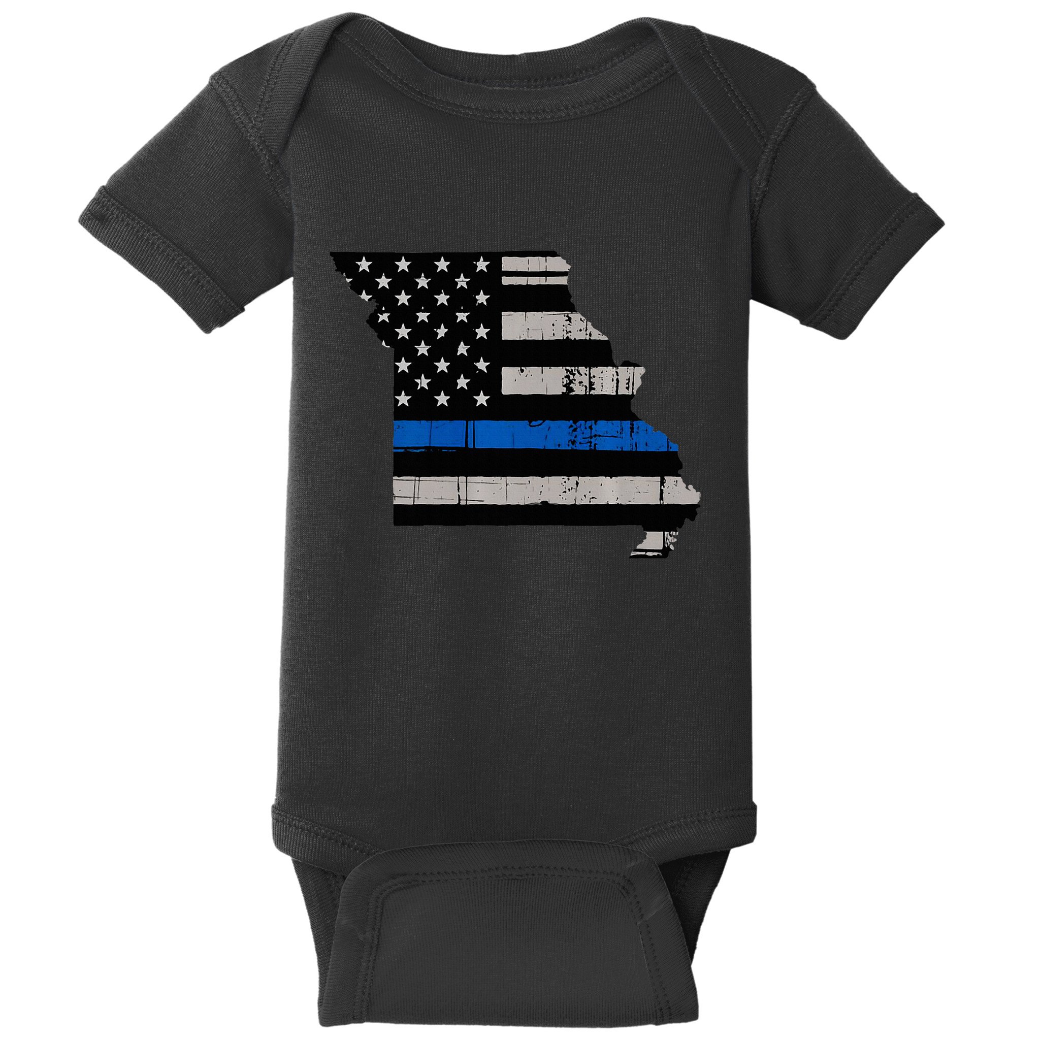 Support Law Enforcement Police Missouri Officer Blue Baby Bodysuit