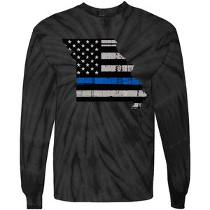 Support Law Enforcement Police Missouri Officer Blue Tie-Dye Long Sleeve Shirt