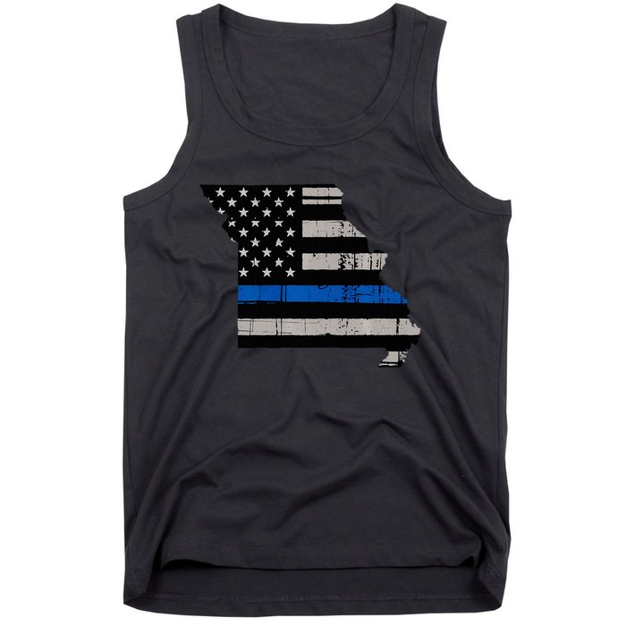 Support Law Enforcement Police Missouri Officer Blue Tank Top