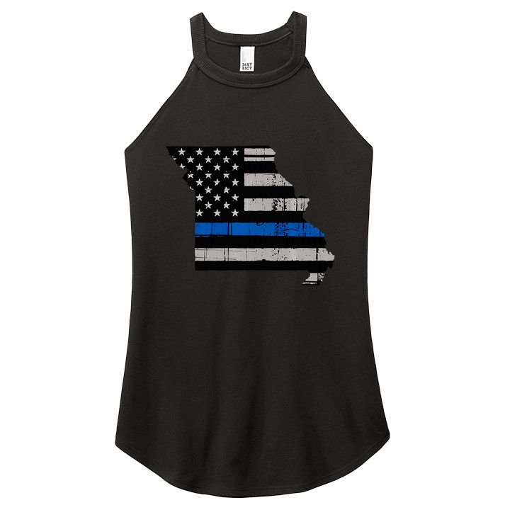 Support Law Enforcement Police Missouri Officer Blue Women's Perfect Tri Rocker Tank