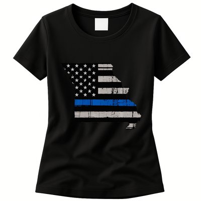 Support Law Enforcement Police Missouri Officer Blue Womens T-Shirt