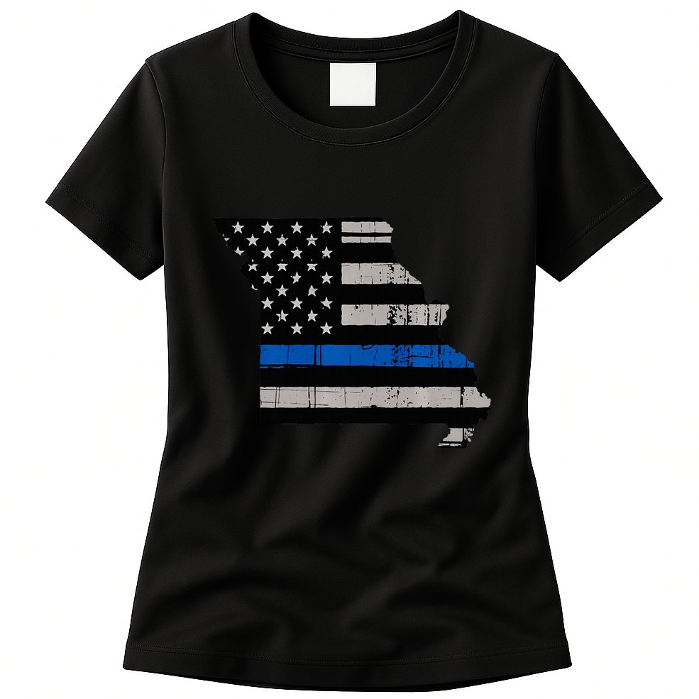 Support Law Enforcement Police Missouri Officer Blue Womens T-Shirt