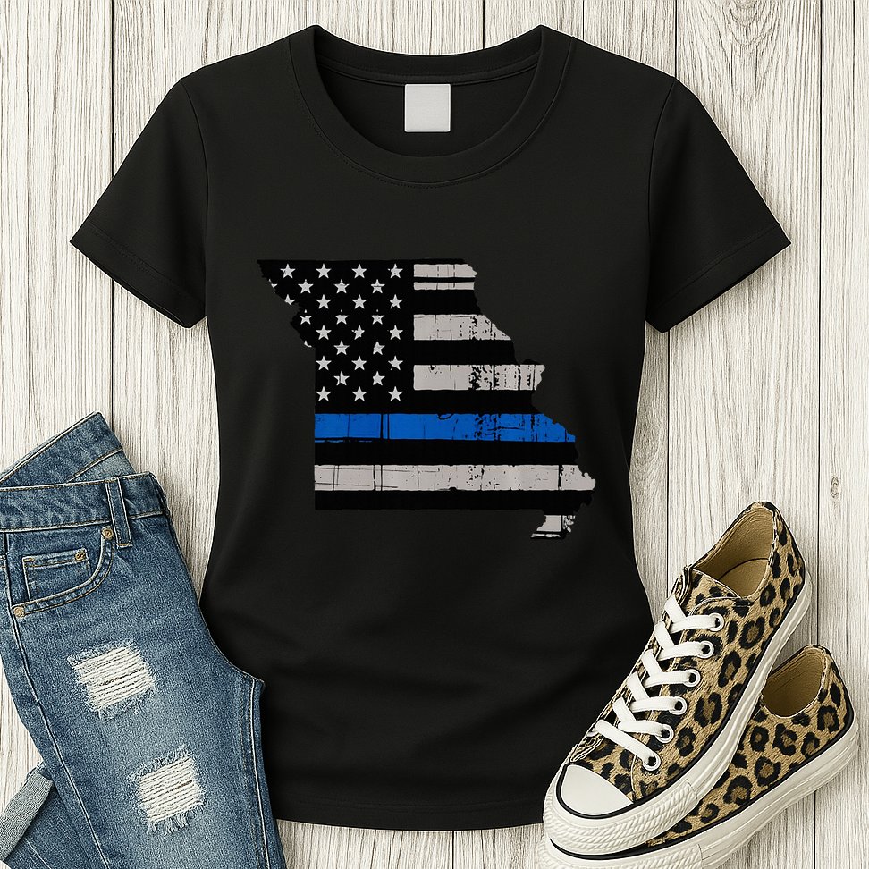 Support Law Enforcement Police Missouri Officer Blue Womens T-Shirt