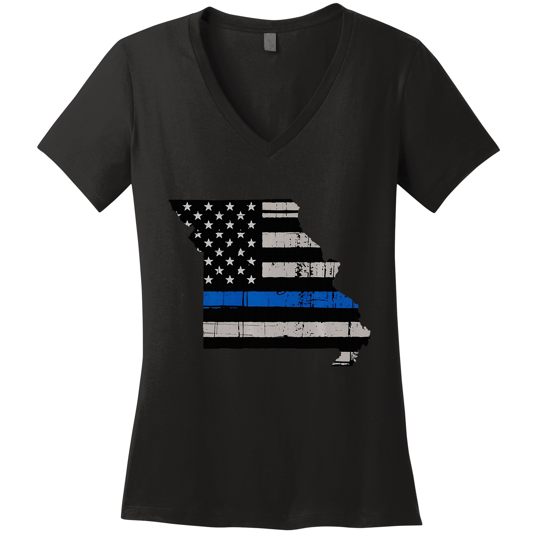 Support Law Enforcement Police Missouri Officer Blue Women's V-Neck T-Shirt