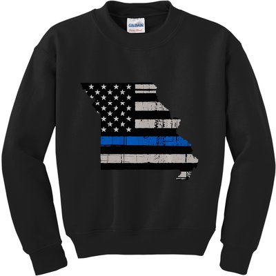 Support Law Enforcement Police Missouri Officer Blue Kids Sweatshirt