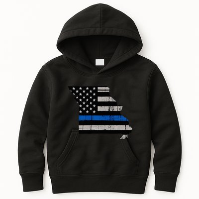 Support Law Enforcement Police Missouri Officer Blue Kids Hoodie