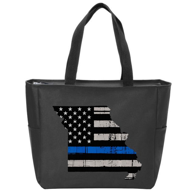 Support Law Enforcement Police Missouri Officer Blue Zip Tote Bag