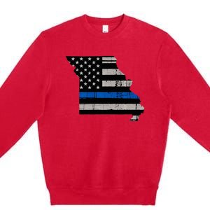 Support Law Enforcement Police Missouri Officer Blue Premium Crewneck Sweatshirt