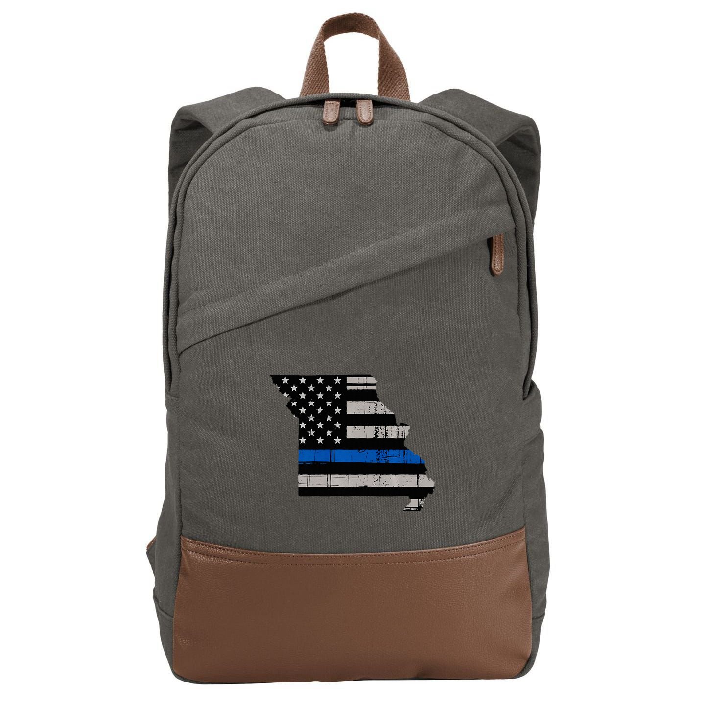 Support Law Enforcement Police Missouri Officer Blue Cotton Canvas Backpack