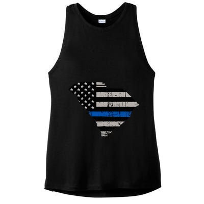 Support Law Enforcement South Carolina Police Officer Ladies PosiCharge Tri-Blend Wicking Tank