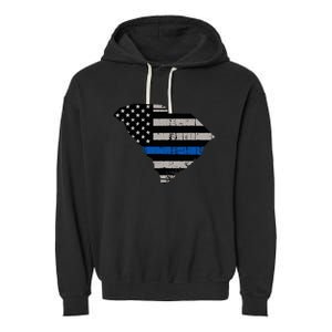 Support Law Enforcement South Carolina Police Officer Garment-Dyed Fleece Hoodie