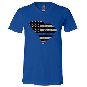 Support Law Enforcement South Carolina Police Officer V-Neck T-Shirt