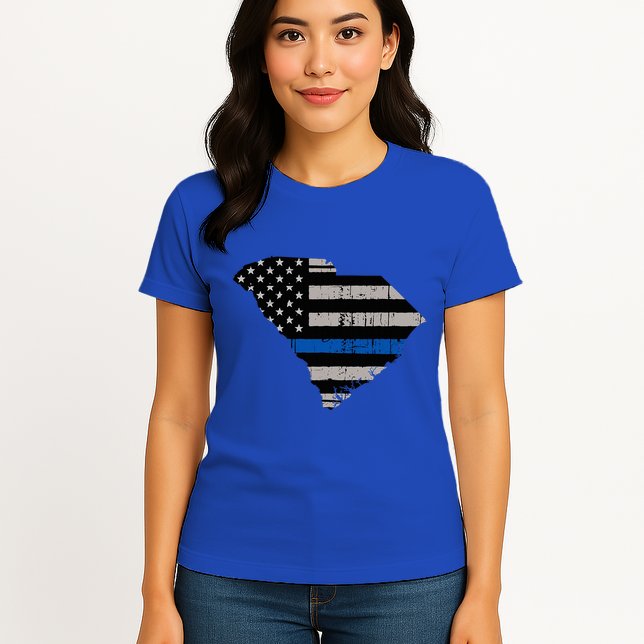 Support Law Enforcement South Carolina Police Officer Womens T-Shirt