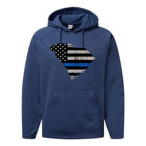 Support Law Enforcement South Carolina Police Officer Performance Fleece Hoodie