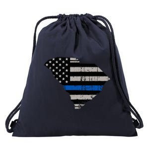 Support Law Enforcement South Carolina Police Officer Drawstring Bag