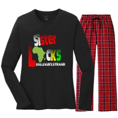 Sisterlocks Love Every Hair Strand Family Cool Gift Women's Long Sleeve Flannel Pajama Set 