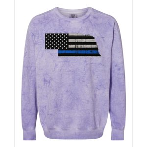 Support Law Enforcement Nebraska Police Officer Blue Colorblast Crewneck Sweatshirt