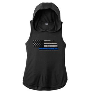 Support Law Enforcement Nebraska Police Officer Blue Ladies PosiCharge Tri-Blend Wicking Draft Hoodie Tank