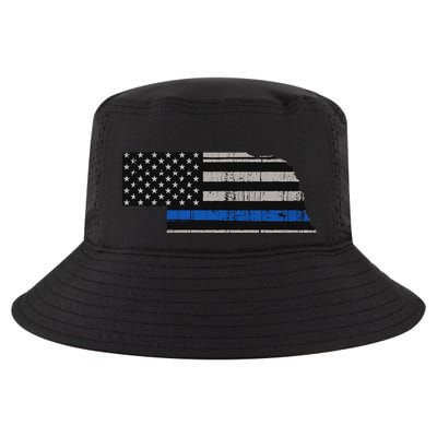 Support Law Enforcement Nebraska Police Officer Blue Cool Comfort Performance Bucket Hat