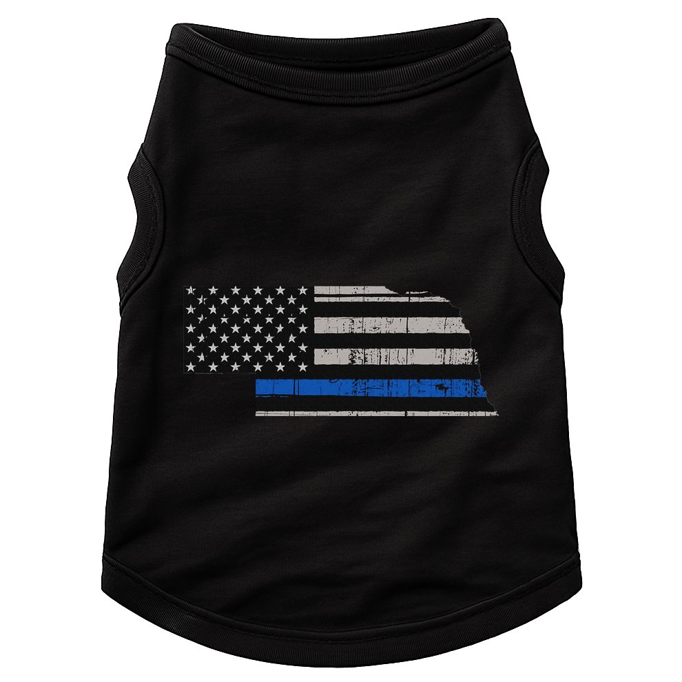 Support Law Enforcement Nebraska Police Officer Blue Doggie Tank