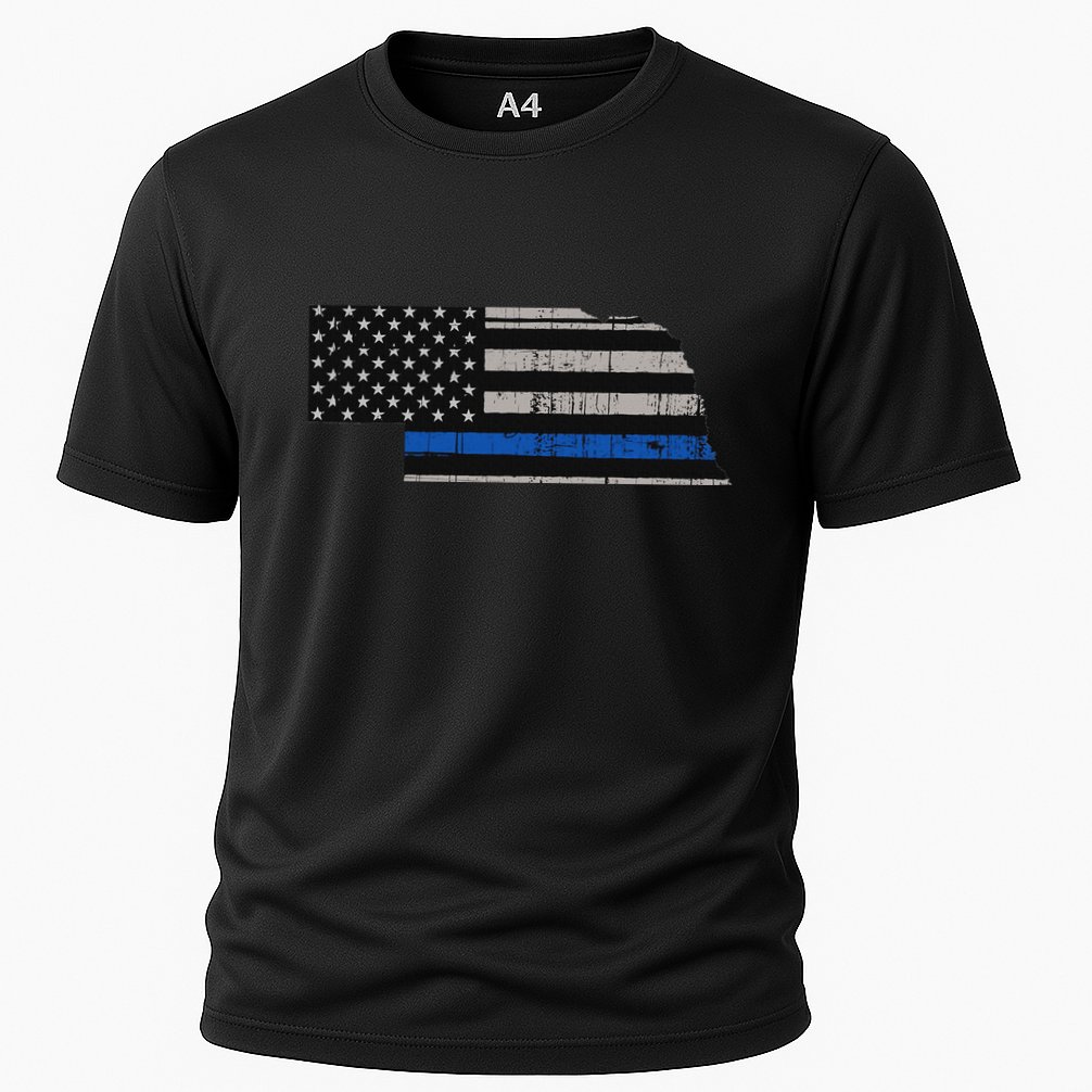 Support Law Enforcement Nebraska Police Officer Blue Performance Shirt