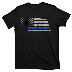 Support Law Enforcement Nebraska Police Officer Blue T-Shirt