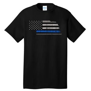 Support Law Enforcement Nebraska Police Officer Blue Tall T-Shirt