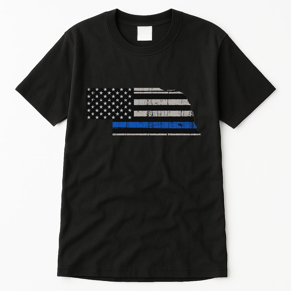 Support Law Enforcement Nebraska Police Officer Blue Tall T-Shirt