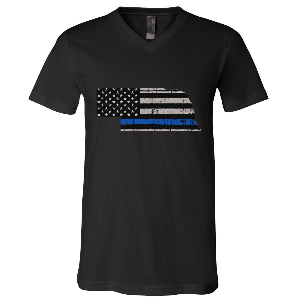 Support Law Enforcement Nebraska Police Officer Blue V-Neck T-Shirt