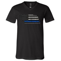 Support Law Enforcement Nebraska Police Officer Blue V-Neck T-Shirt